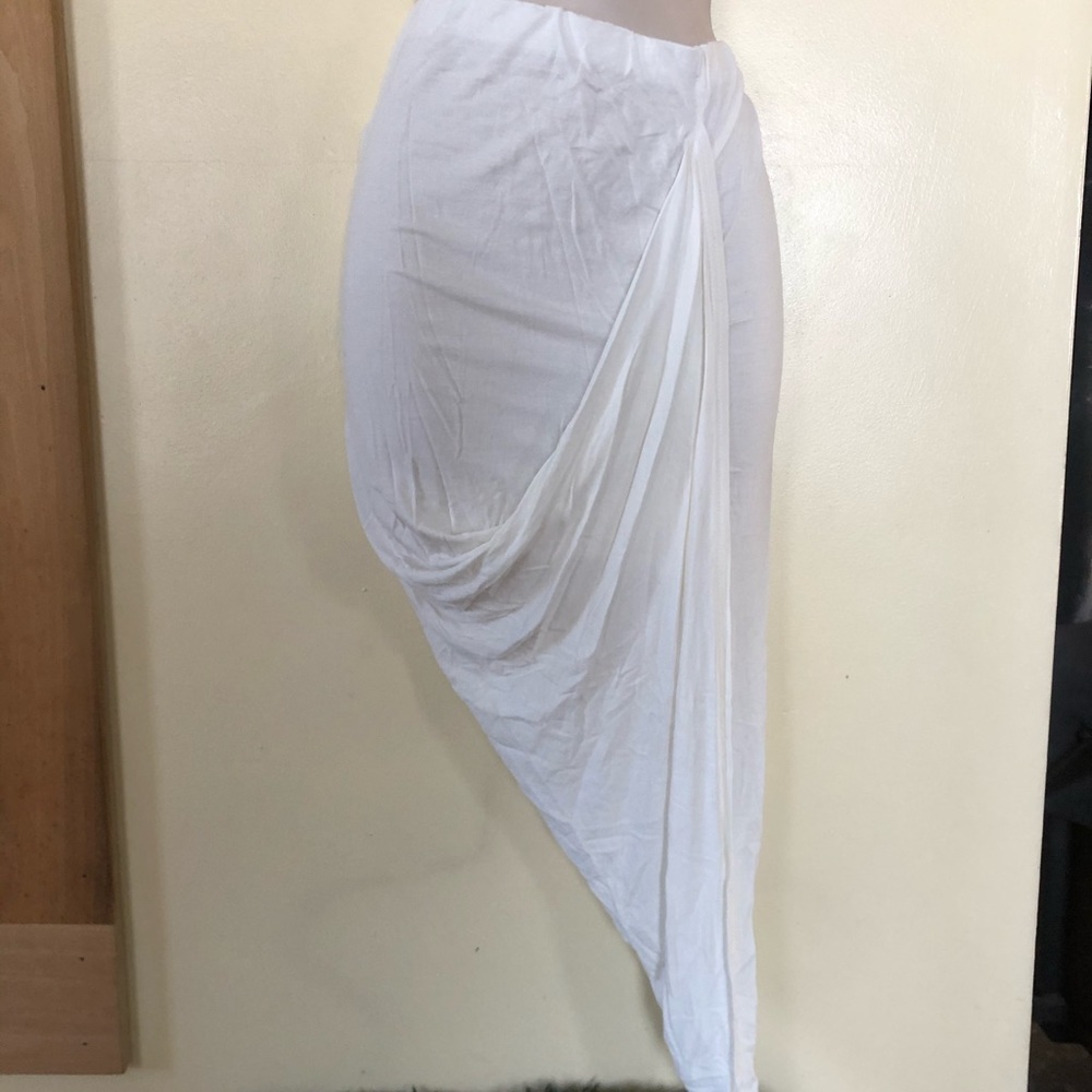 White Asymmetrical M Soft Wrap Skirt